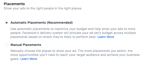 Select your ad placements