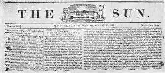 In the year 1835, a newspaper called “The New York Sun”